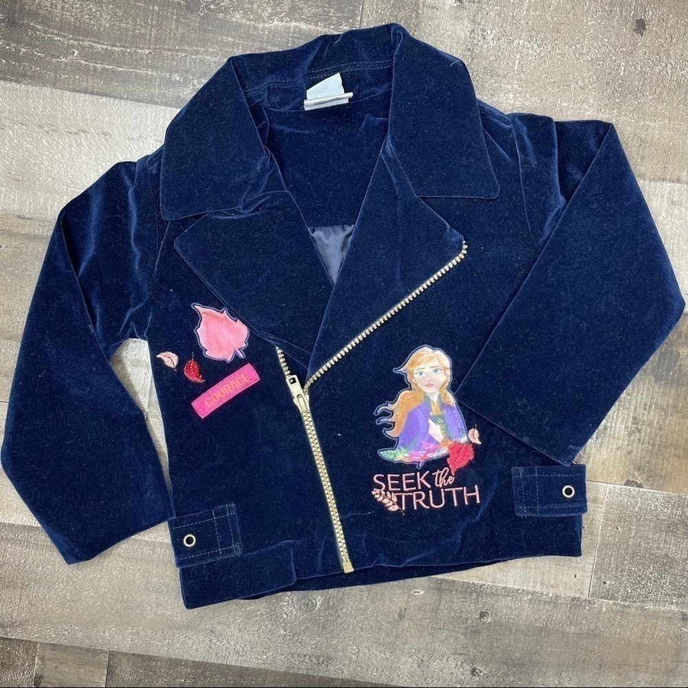 Disney Frozen II Blue Velour Jacket size 3T Princess Anna